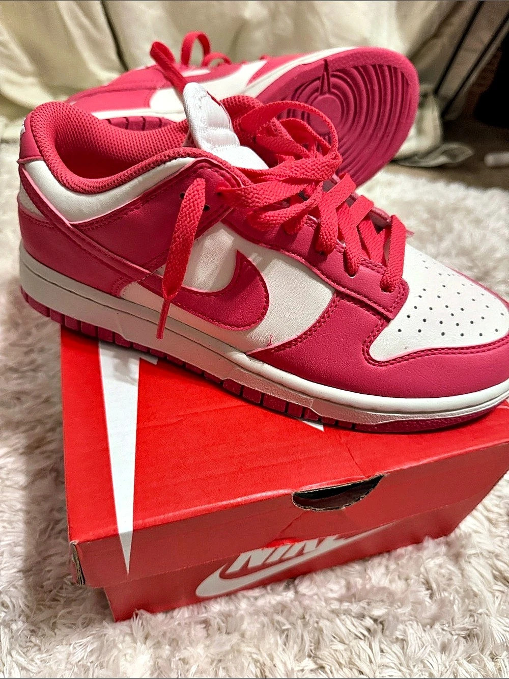 Nike Dunk Low GS "Active Fuchsia" Pink & White Sneakers